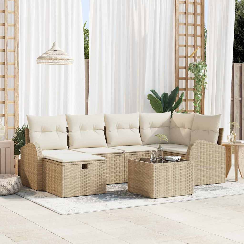 Tuin Sofa Set Met Kussen Met Opslag 6 Pcs Poly Riet
