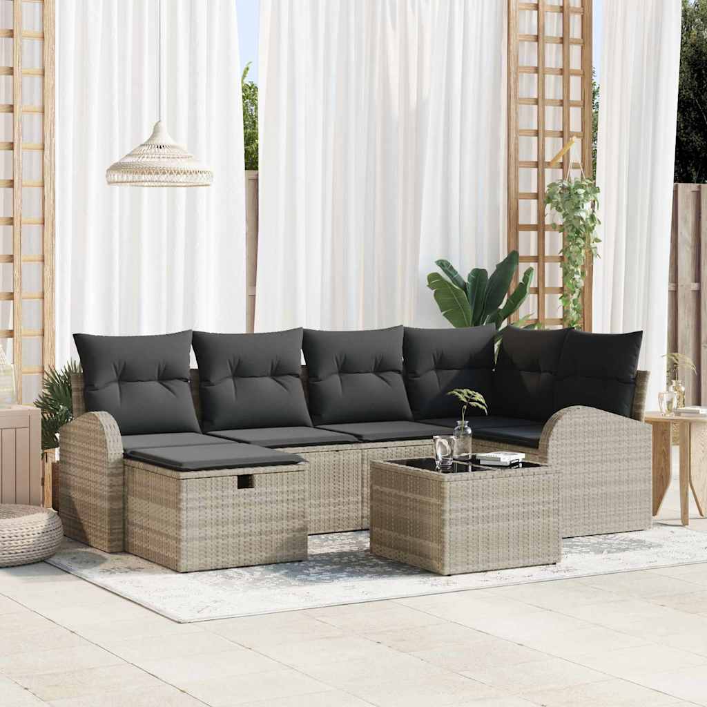 Tuin Sofa Set Met Kussen Met Opslag 6 Pcs Poly Riet