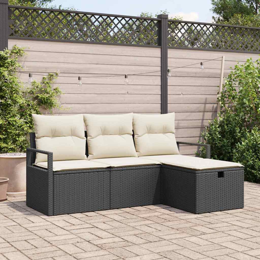 Tuin Sofa Set Met Kussen Met Opslag 4 Pcs Poly Riet