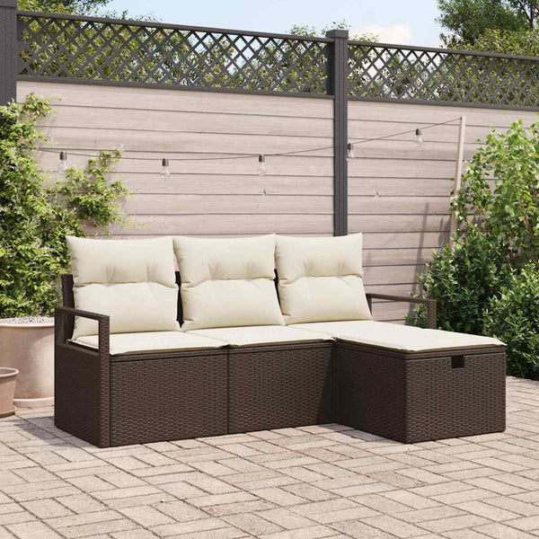 Tuin Sofa Set Met Kussen Met Opslag 4 Pcs Poly Riet