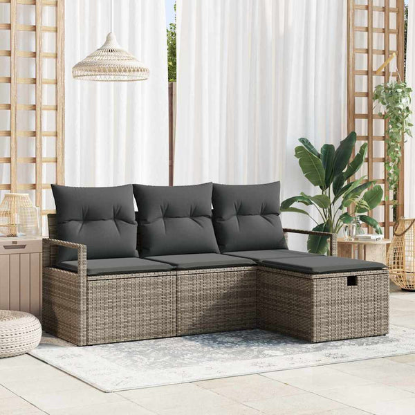 Tuin Sofa Set Met Kussen Met Opslag 4 Pcs Poly Riet