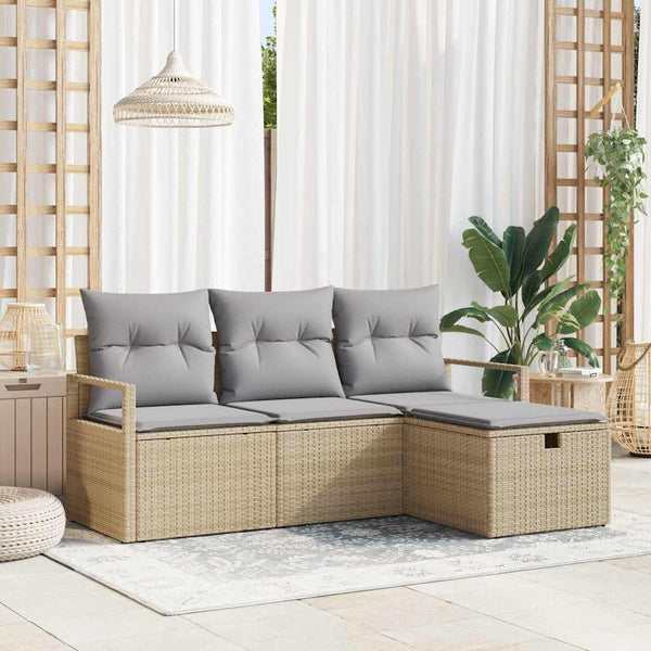 Tuin Sofa Set Met Kussen Met Opslag 4 Pcs Poly Riet