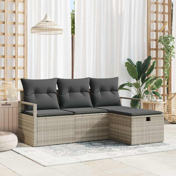 Tuin Sofa Set Met Kussen Met Opslag 4 Pcs Poly Riet