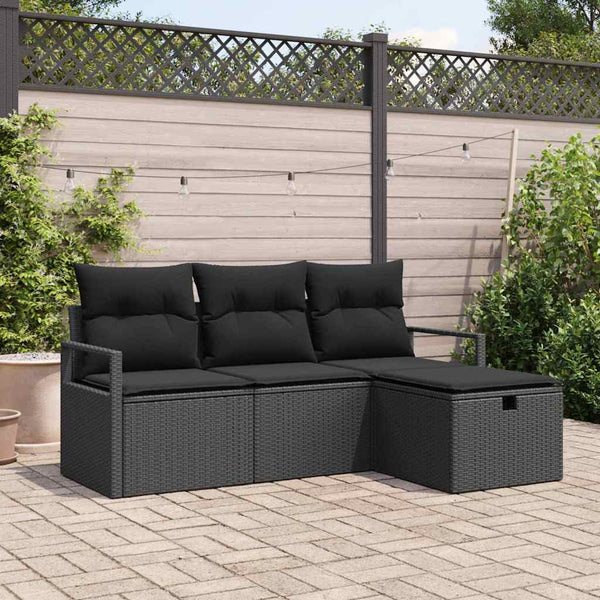 Tuin Sofa Set Met Kussen Met Opslag 4 Pcs Poly Riet