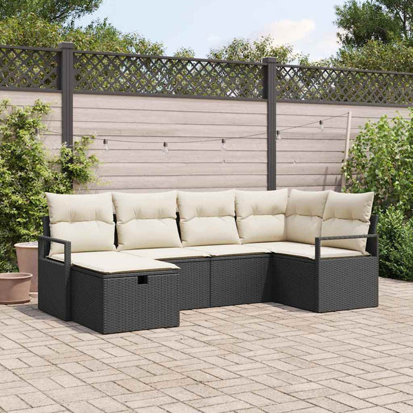 Tuin Sofa Set Met Kussen Met Opslag 6 Pcs Poly Riet