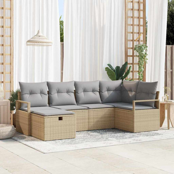 Tuin Sofa Set Met Kussen Met Opslag 6 Pcs Poly Riet