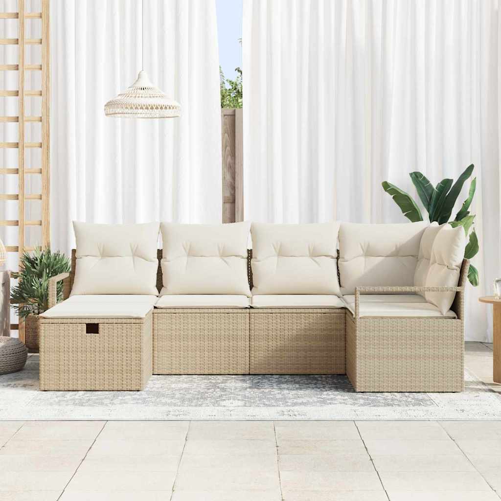 Tuin Sofa Set Met Kussen Met Opslag 6 Pcs Poly Riet