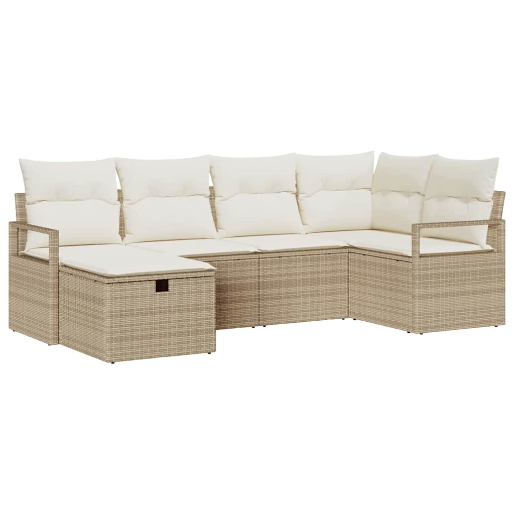 Tuin Sofa Set Met Kussen Met Opslag 6 Pcs Poly Riet