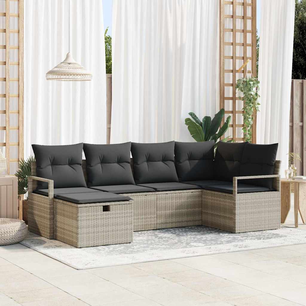 Tuin Sofa Set Met Kussen Met Opslag 6 Pcs Poly Riet