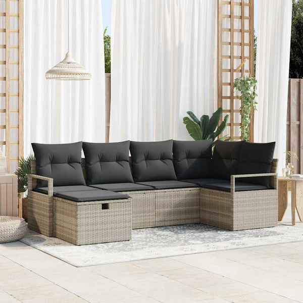 Tuin Sofa Set Met Kussen Met Opslag 6 Pcs Poly Riet