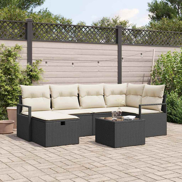 Tuin Sofa Set Met Kussen Met Opslag 6 Pcs Poly Riet