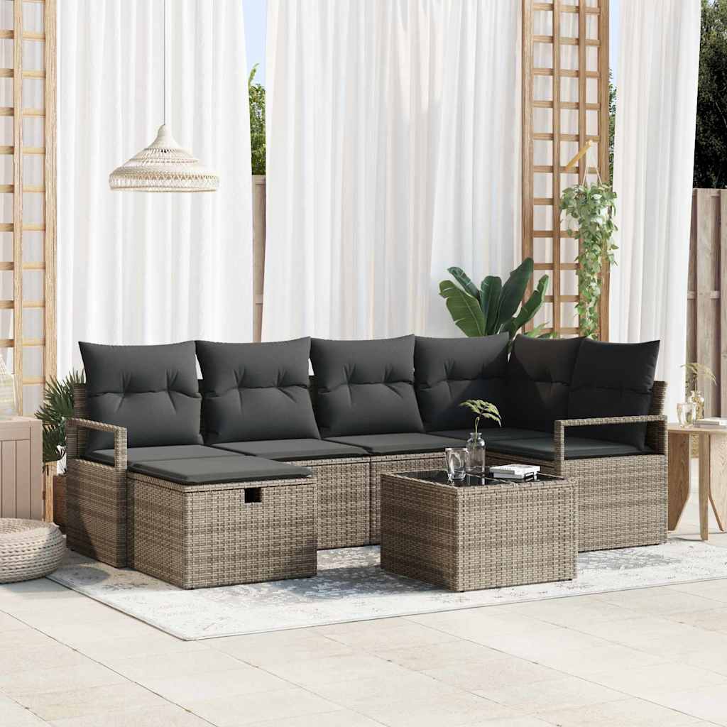 Tuin Sofa Set Met Kussen Met Opslag 6 Pcs Poly Riet