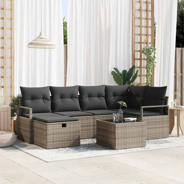 Tuin Sofa Set Met Kussen Met Opslag 6 Pcs Poly Riet