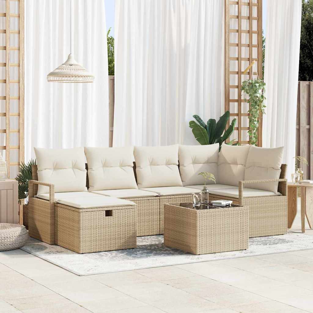Tuin Sofa Set Met Kussen Met Opslag 6 Pcs Poly Riet