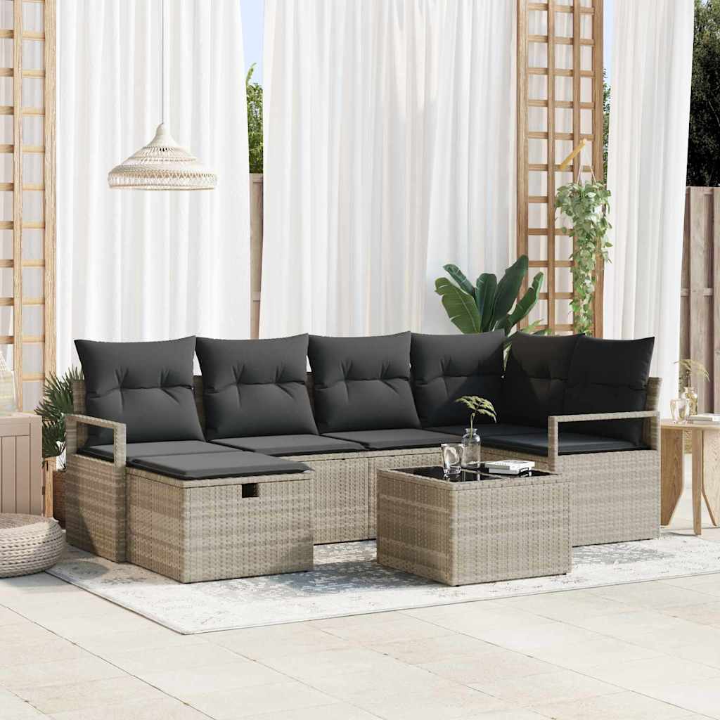 Tuin Sofa Set Met Kussen Met Opslag 6 Pcs Poly Riet