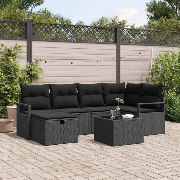 Tuin Sofa Set Met Kussen Met Opslag 6 Pcs Poly Riet