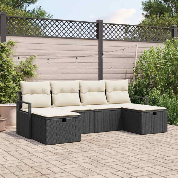 Tuin Sofa Set Met Kussen Met Opslag 6 Pcs Poly Riet