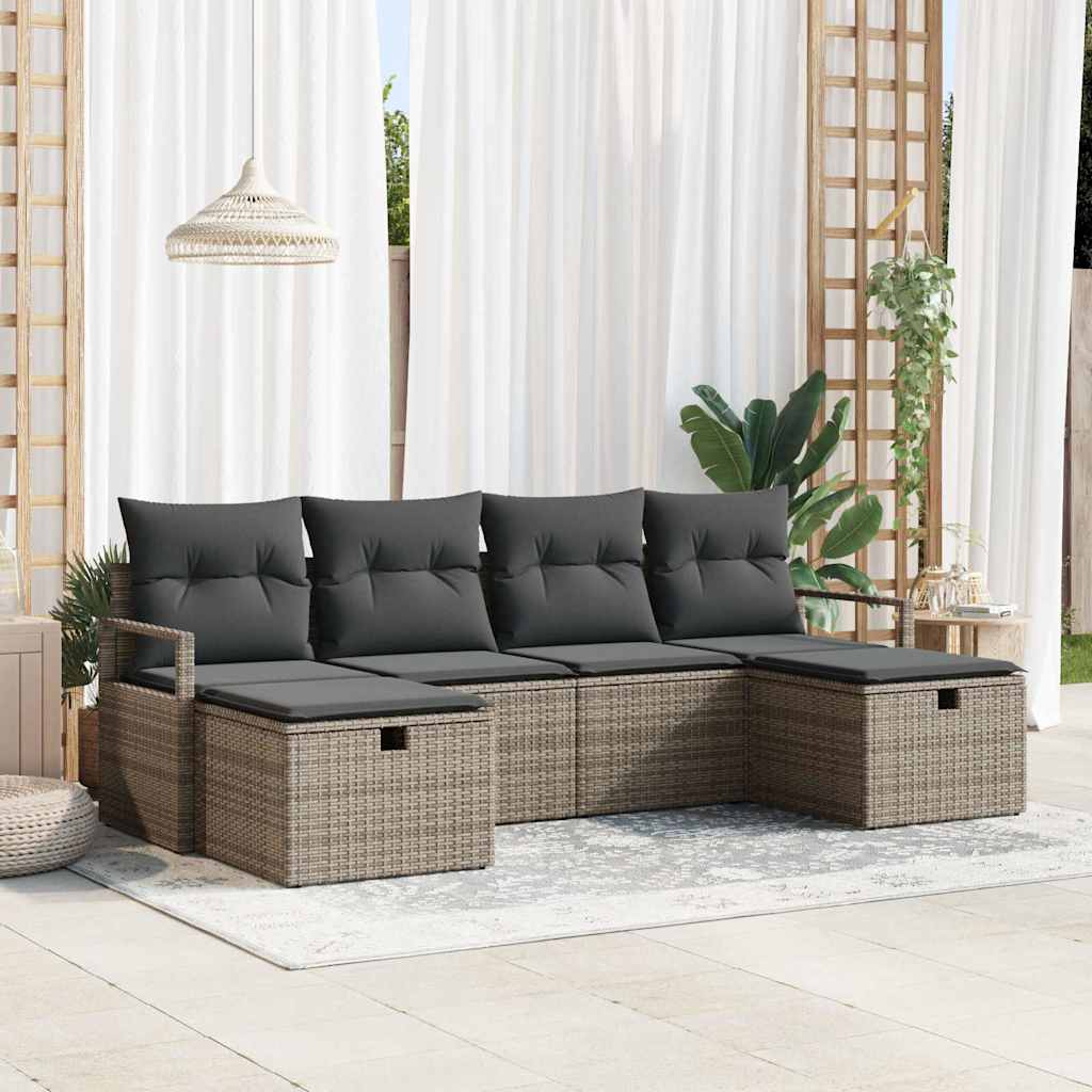 Tuin Sofa Set Met Kussen Met Opslag 6 Pcs Poly Riet