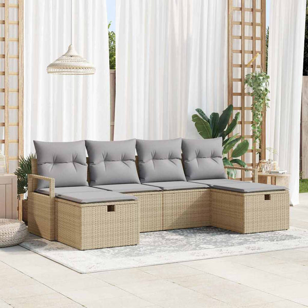 Tuin Sofa Set Met Kussen Met Opslag 6 Pcs Poly Riet