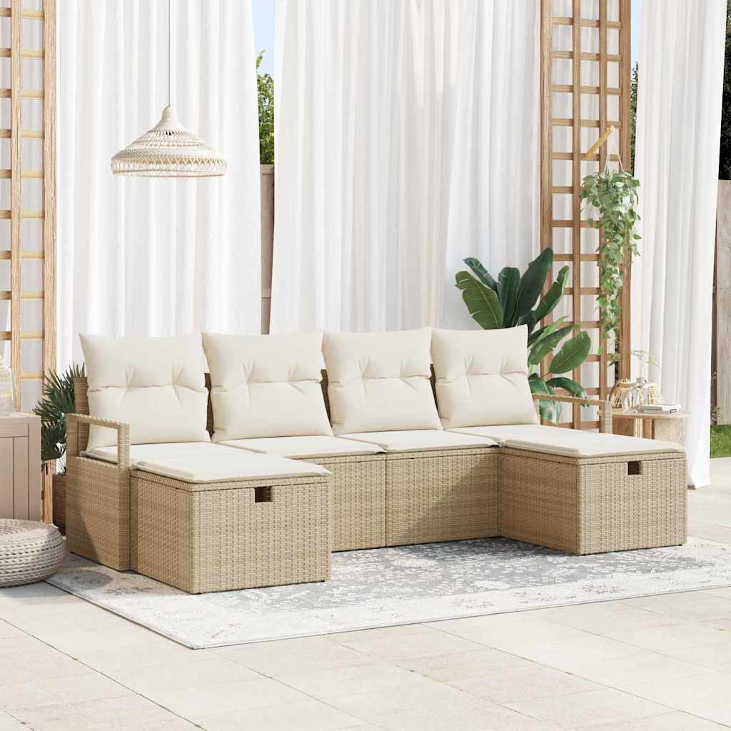 Tuin Sofa Set Met Kussen Met Opslag 6 Pcs Poly Riet