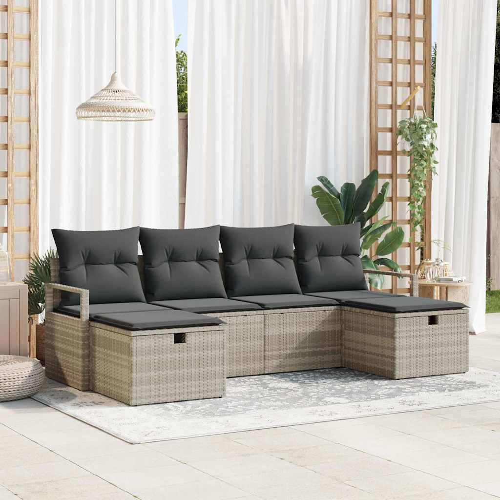 Tuin Sofa Set Met Kussen Met Opslag 6 Pcs Poly Riet