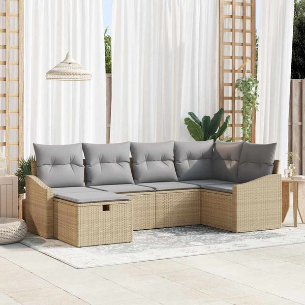 Tuin Sofa Set Met Kussen 6 Pcs 55 X 62 X 69 Cm Poly Riet