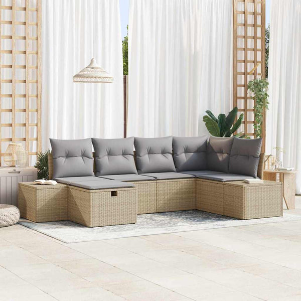 Tuin Sofa Set Met Kussen 6 Pcs 55 X 62 X 69 Cm Poly Riet