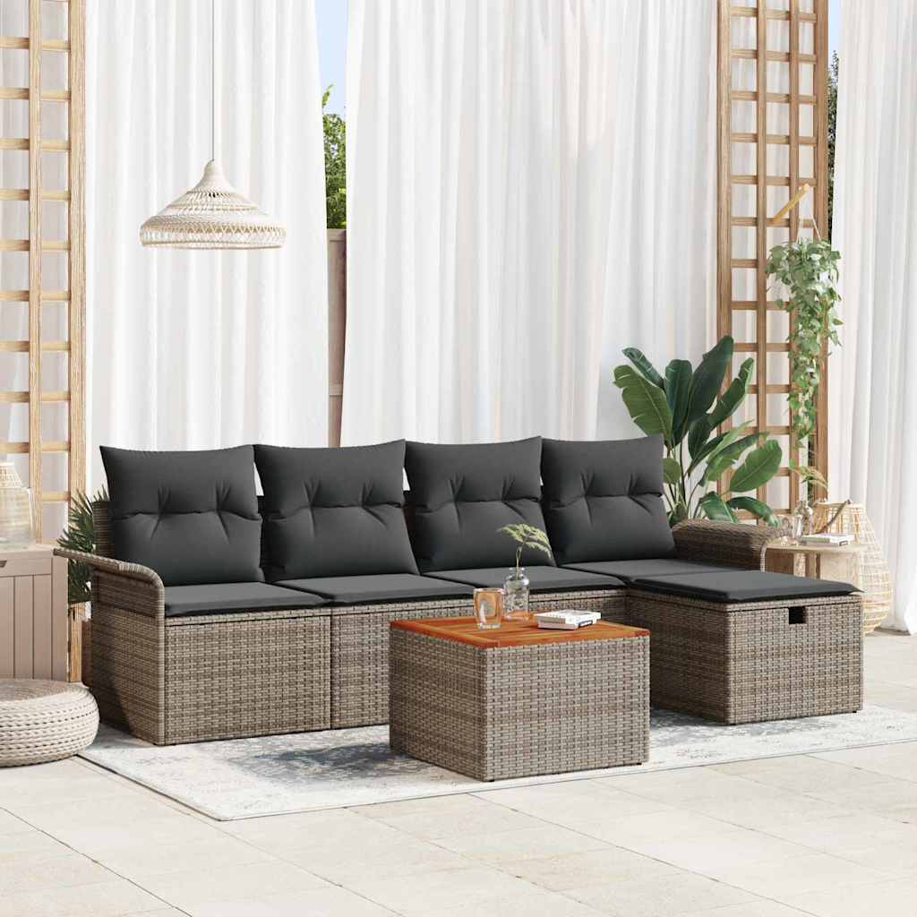 Tuin Sofa Set Met Kussen Met Opslag 6 Pcs Poly Riet
