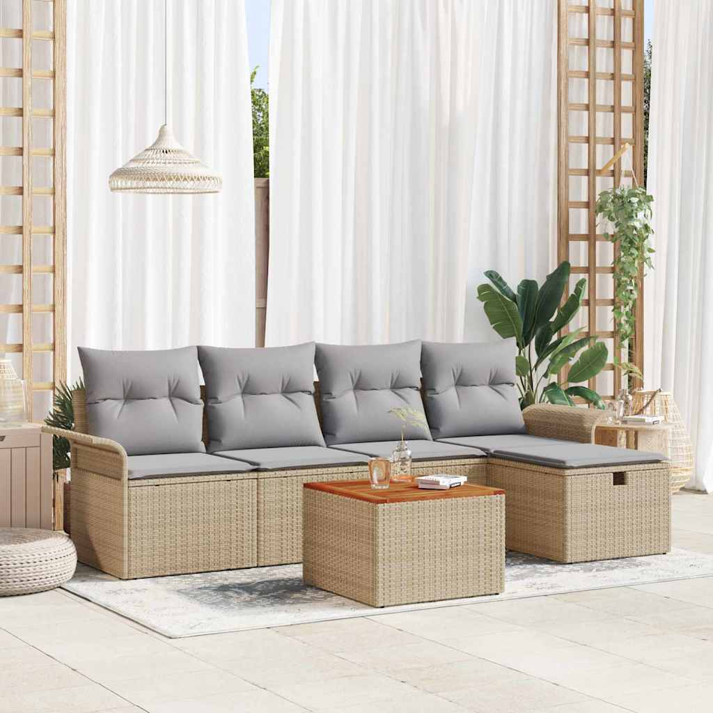 Tuin Sofa Set Met Kussen Met Opslag 6 Pcs Poly Riet
