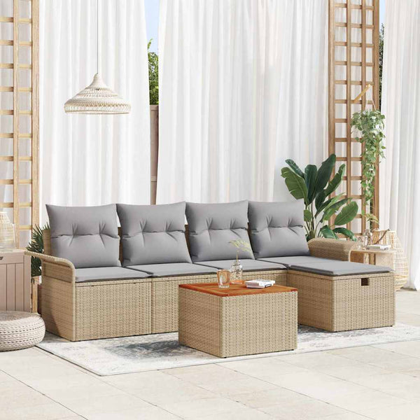 Tuin Sofa Set Met Kussen Met Opslag 6 Pcs Poly Riet
