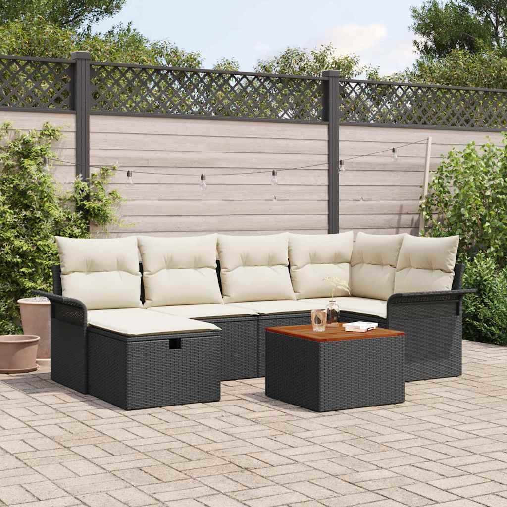Tuin Sofa Set Met Kussen Met Opslag 7 Pcs Poly Riet