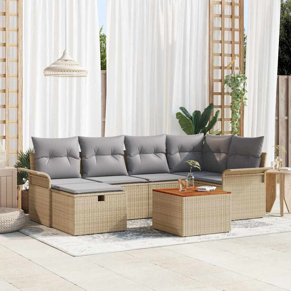 Tuin Sofa Set Met Kussen Met Opslag 7 Pcs Poly Riet