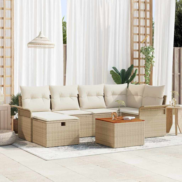 Tuin Sofa Set Met Kussen Met Opslag 7 Pcs Poly Riet
