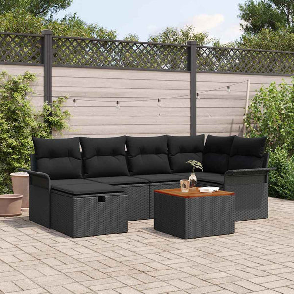 Tuin Sofa Set Met Kussen Met Opslag 7 Pcs Poly Riet