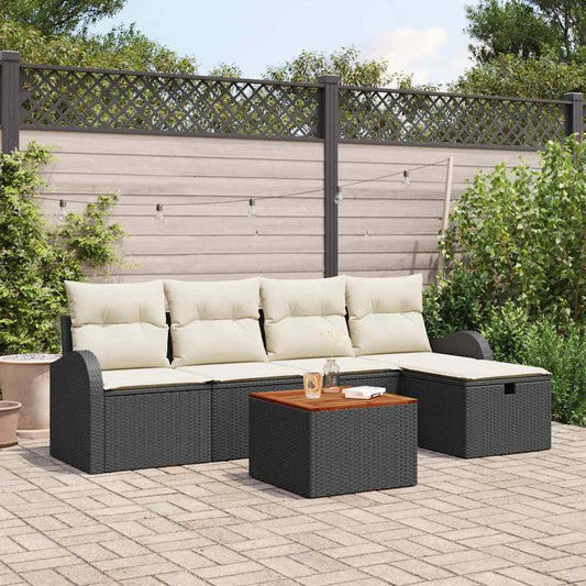 Tuin Sofa Set Met Kussen Met Opslag 6 Pcs Poly Riet