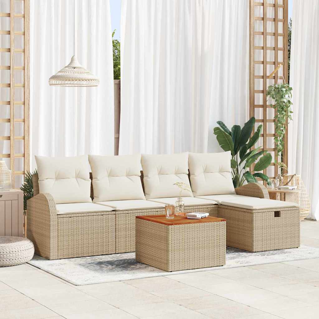 Tuin Sofa Set Met Kussen Met Opslag 6 Pcs Poly Riet