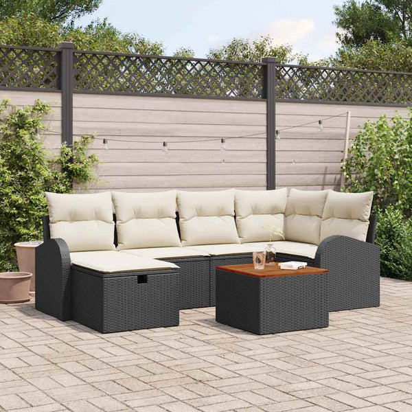 Tuin Sofa Set Met Kussen Met Opslag 7 Pcs Poly Riet