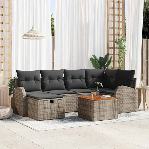 Tuin Sofa Set Met Kussen Met Opslag 7 Pcs Poly Riet