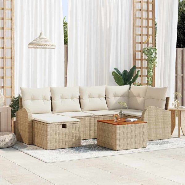 Tuin Sofa Set Met Kussen Met Opslag 7 Pcs Poly Riet