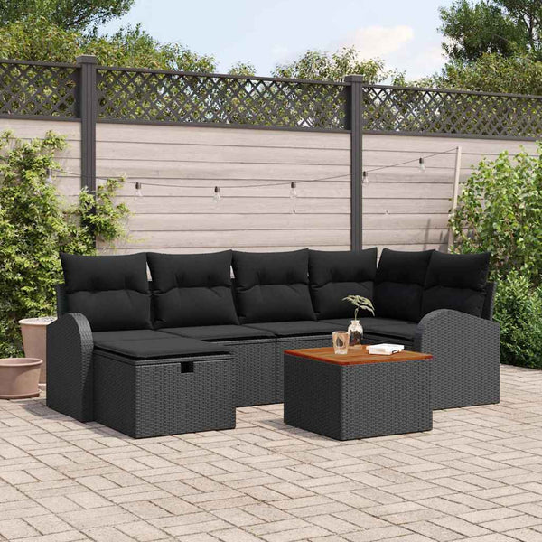 Tuin Sofa Set Met Kussen Met Opslag 7 Pcs Poly Riet