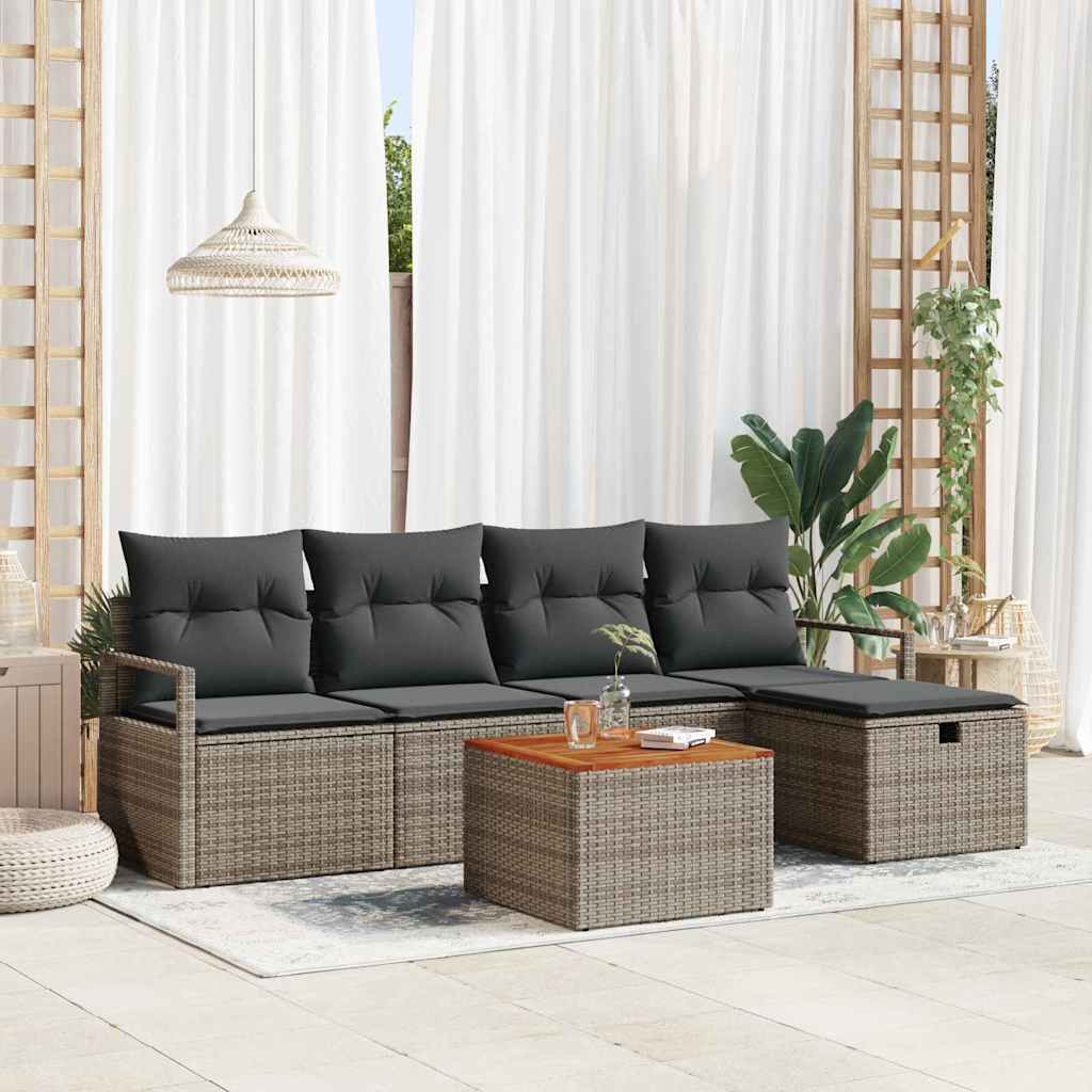 Tuin Sofa Set Met Kussen Met Opslag 6 Pcs Poly Riet