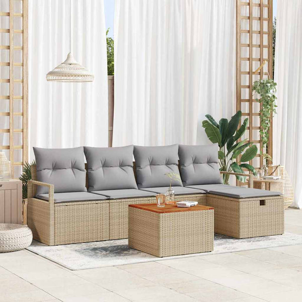 Tuin Sofa Set Met Kussen Met Opslag 6 Pcs Poly Riet