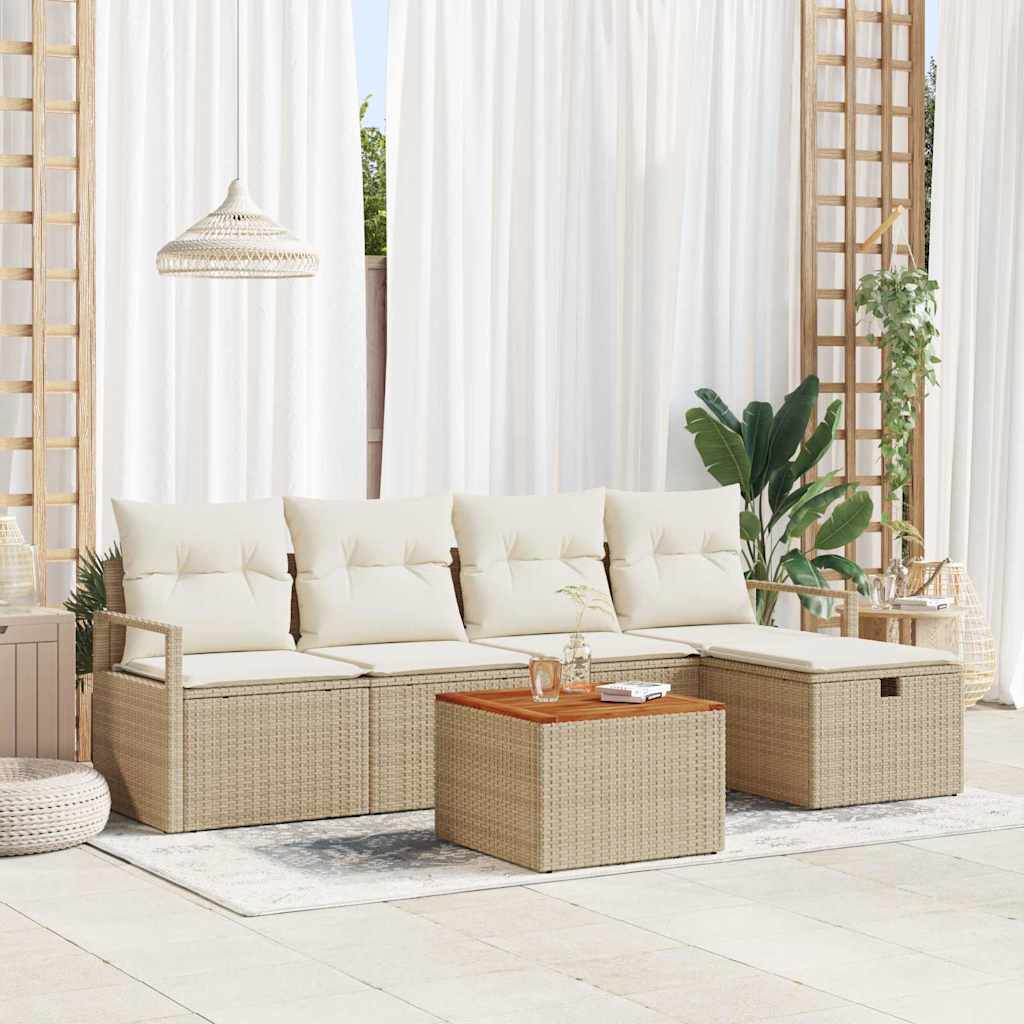 Tuin Sofa Set Met Kussen Met Opslag 6 Pcs Poly Riet