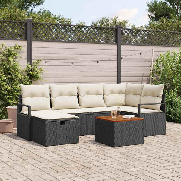Tuin Sofa Set Met Kussen Met Opslag 7 Pcs Poly Riet
