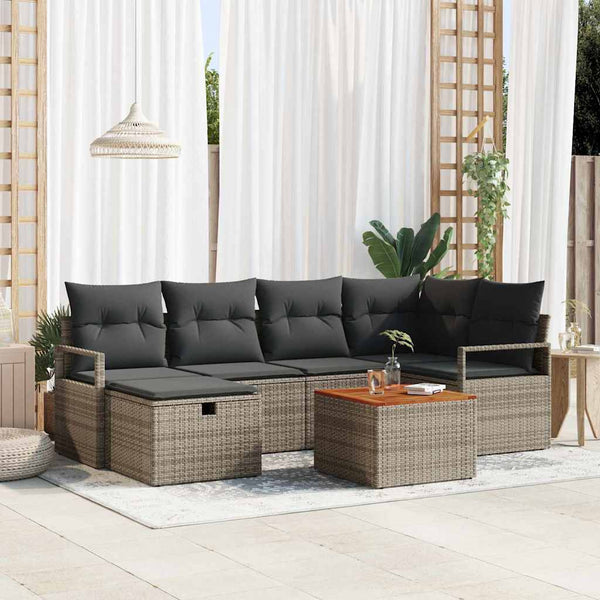 Tuin Sofa Set Met Kussen Met Opslag 7 Pcs Poly Riet
