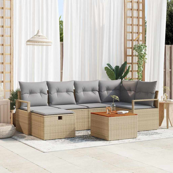 Tuin Sofa Set Met Kussen Met Opslag 7 Pcs Poly Riet