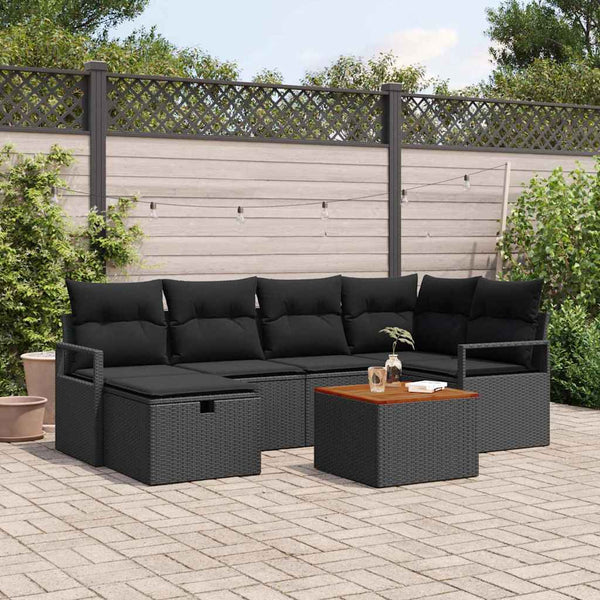 Tuin Sofa Set Met Kussen Met Opslag 7 Pcs Poly Riet