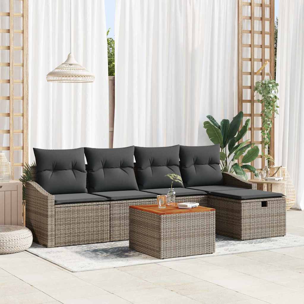 Tuin Sofa Set Met Kussen Met Opslag 6 Pcs Poly Riet