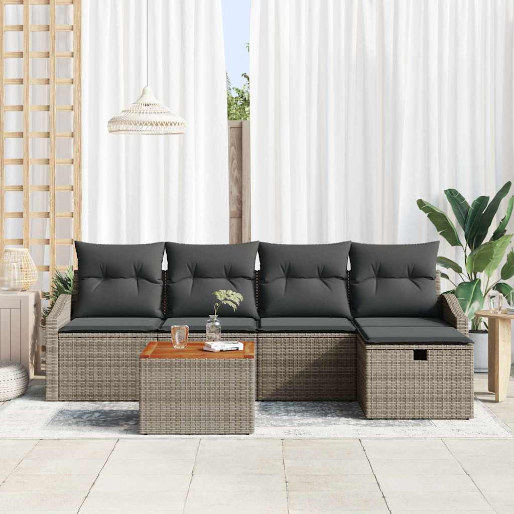 Tuin Sofa Set Met Kussen Met Opslag 6 Pcs Poly Riet