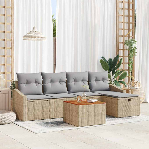 Tuin Sofa Set Met Kussen Met Opslag 6 Pcs Poly Riet